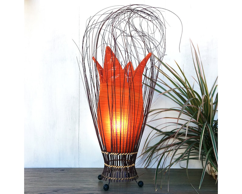 Orange Bedside Table Lamp Small Tulip Shaped Hand Made & - Etsy