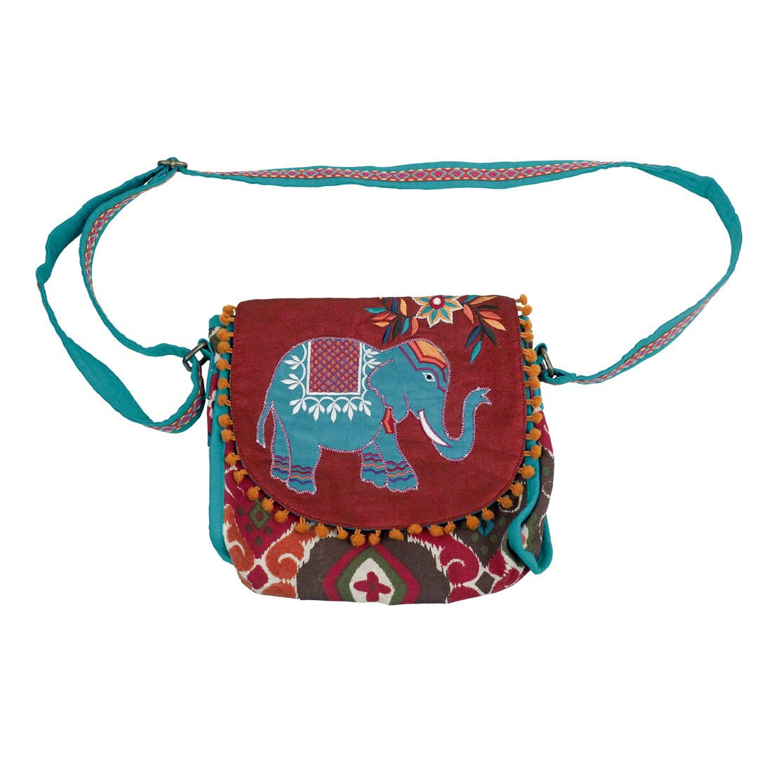Embroidered Elephant Shoulder Bag Cross Body Pom Poms Aztec - Etsy UK