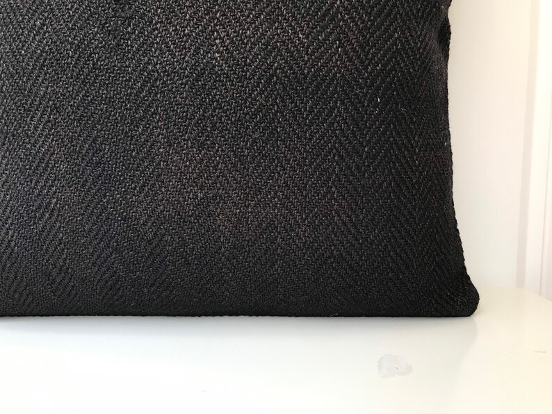 Modern Black hemp kilim pillow 16x16 Turkish hemp kilim pillow,handmade pillow,home living,accent pillow home decor nice pillow 40x40cm