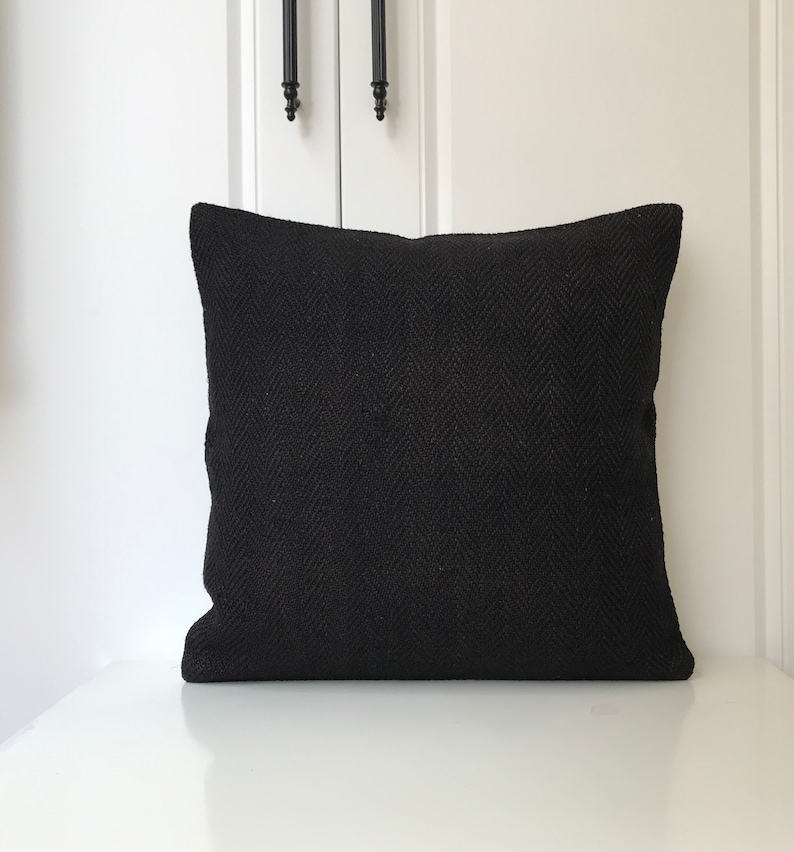 Modern Black hemp kilim pillow 16x16 Turkish hemp kilim pillow,handmade pillow,home living,accent pillow home decor nice pillow 40x40cm