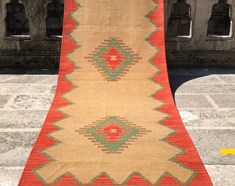Beautiful Kilim,Turkish Rug,Vintage Kilim,Small Kilim,Handmade Kilim,Rustic Kilim,Bohemain Fine Kilim,Runner Kilim,Size=2’7x9’4Feet=80x280cm