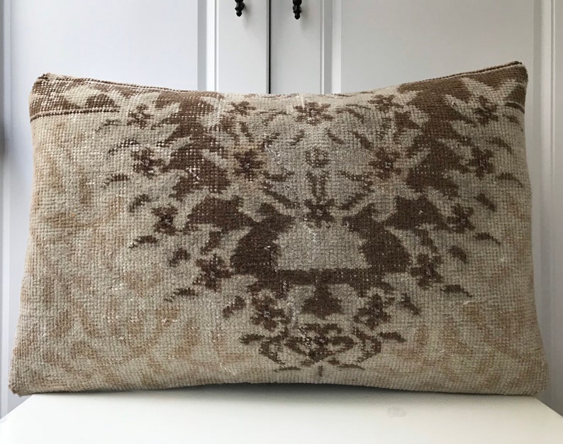 Turk U0131sh Carpet Cover Fine Rugs Pillow 16x24 Inches 40x60cm Vintage Beige Pillow Anatolian Pillow Bohemain Tribal Rug Lumbar Pillow Cover Home Living Home Decor Vadel Com