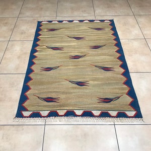 Handmade Kilim,Turkısh Fine Kilim,Handwoven Kilim,Pastel Kilim,Wool Kilim,Homedecor Kilim,Vintage Tulip Kilim,115x163 cm3’9x5’4 Feet