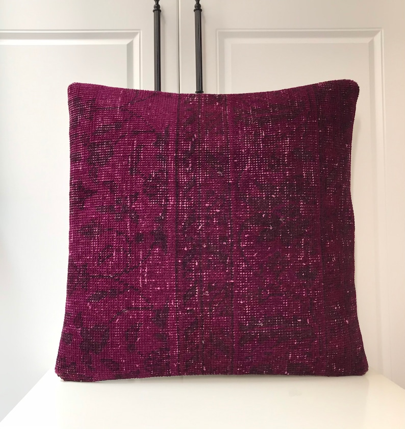 Bohemain,Tribal,Kilim,Pillow Cover,Turk\u0131sh Coshion Cover, Purple Carpet Pillow,20x20 inches 50x50cm Vintage Carpet Pillow,Anatolian Pillow