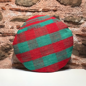 Kilim Circle Pillow,Round Pillow,Special Pillow,Anatolian,Pillow,Bohemain,Tribal,Kilim Pillow,Cover,Turkısh Coshion,20x20inches 50x50cm