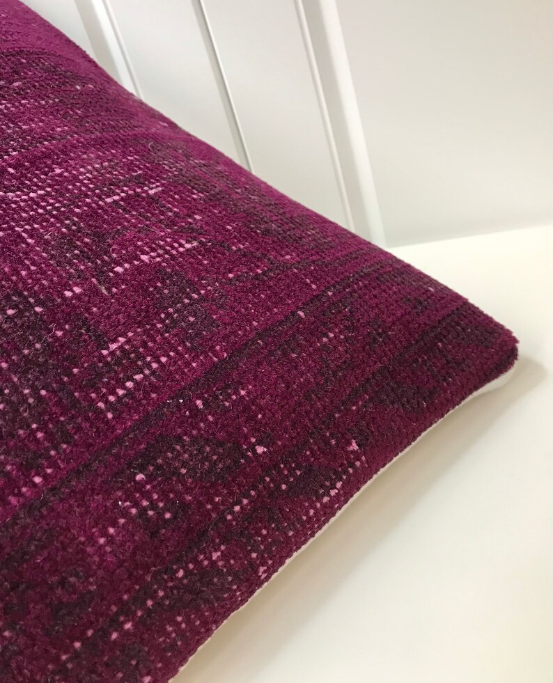 Bohemain,Tribal,Kilim,Pillow Cover,Turk\u0131sh Coshion Cover, Purple Carpet Pillow,20x20 inches 50x50cm Vintage Carpet Pillow,Anatolian Pillow
