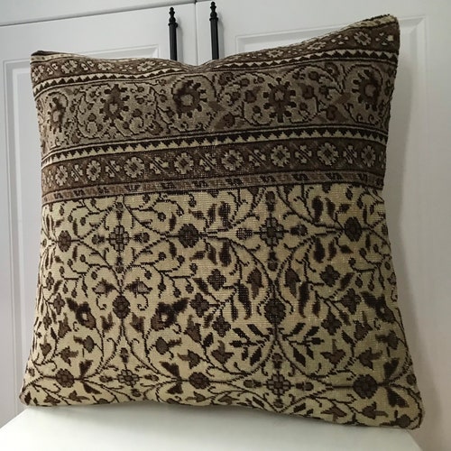 Beige Carpet Pillow,Antiqua Carpet Pillow,Anatolian Pillow, retailer Bohemain,Tribal,Kilim,Pillow Cover,Turkısh Coshion Cover,24x24,inches 60x60,cm