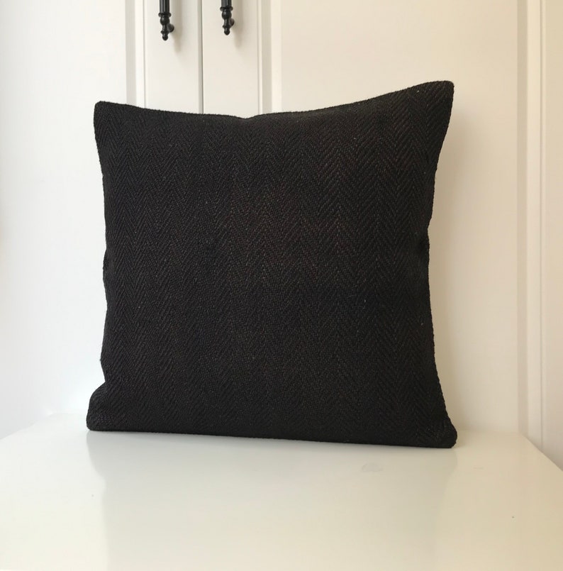 Modern Black hemp kilim pillow 16x16 Turkish hemp kilim pillow,handmade pillow,home living,accent pillow home decor nice pillow 40x40cm