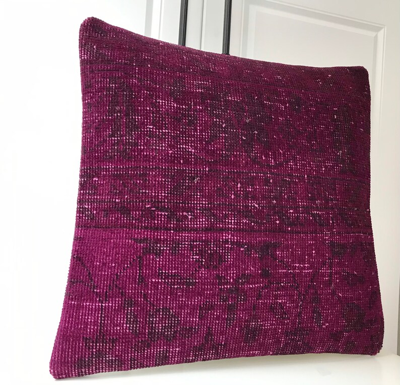 Bohemain,Tribal,Kilim,Pillow Cover,Turk\u0131sh Coshion Cover, Purple Carpet Pillow,20x20 inches 50x50cm Vintage Carpet Pillow,Anatolian Pillow