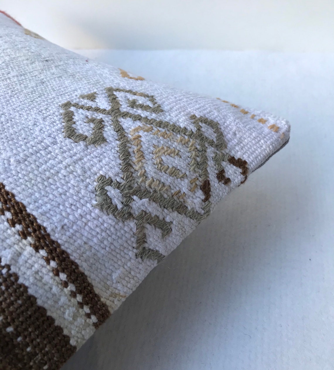 Rustikales weißes Hanf Kelim Kissen 16x16 türkisches Hanf | Etsy