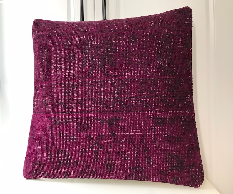 Bohemain,Tribal,Kilim,Pillow Cover,Turk\u0131sh Coshion Cover, Purple Carpet Pillow,20x20 inches 50x50cm Vintage Carpet Pillow,Anatolian Pillow