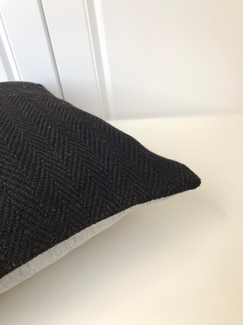 Modern Black hemp kilim pillow 16x16 Turkish hemp kilim pillow,handmade pillow,home living,accent pillow home decor nice pillow 40x40cm
