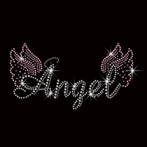 Angel Wing Necklace Rhinestone Transfer Bling Hot Fix Iron on Patch Motif Design Transfer TT-509