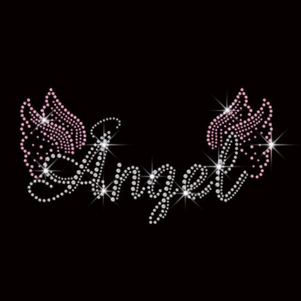 Angel Wing Collier Strass Transfert Bling Hot Fix Fer sur Patch Motif Design Transfer TT-509