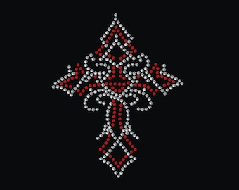 Cross Rhinestone Transfer Bling Hot Fix Iron on Patch Motif Design Transfer TT-402