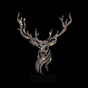 Deer Rhinestone Transfer Bling Hot Fix Iron on Patch Motif Design Transfer TT-379