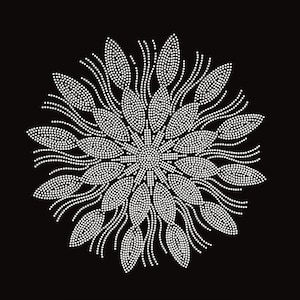 Flower Rhinestone Transfer Bling Hot Fix Iron on Patch Motif Design Transfer TT-526