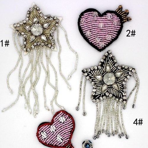 A Piece Beaded Applique Rhinestone Patch Costume Embellishment Etsy
