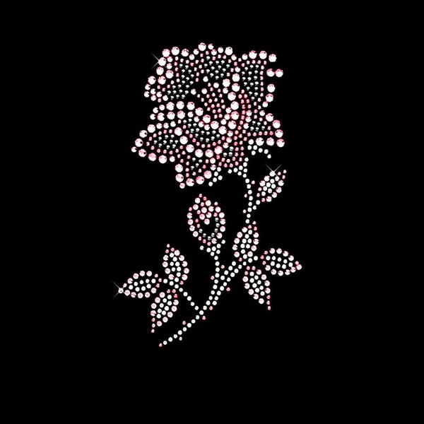 Flower Rhinestone Transfer Bling Hot Fix Iron on Patch Motif Design Transfer TT-280