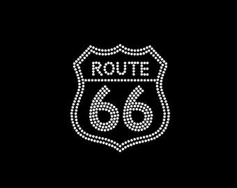 Route 66 Rhinestone IRON ON TRANSFER Hot Fix