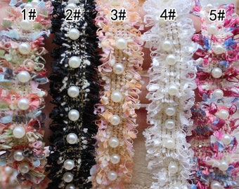 1/2 Meter Sequin Applique Beaded Lace Trimming Costume Embellishment Dress Embellishment DIY Supplies - BT041