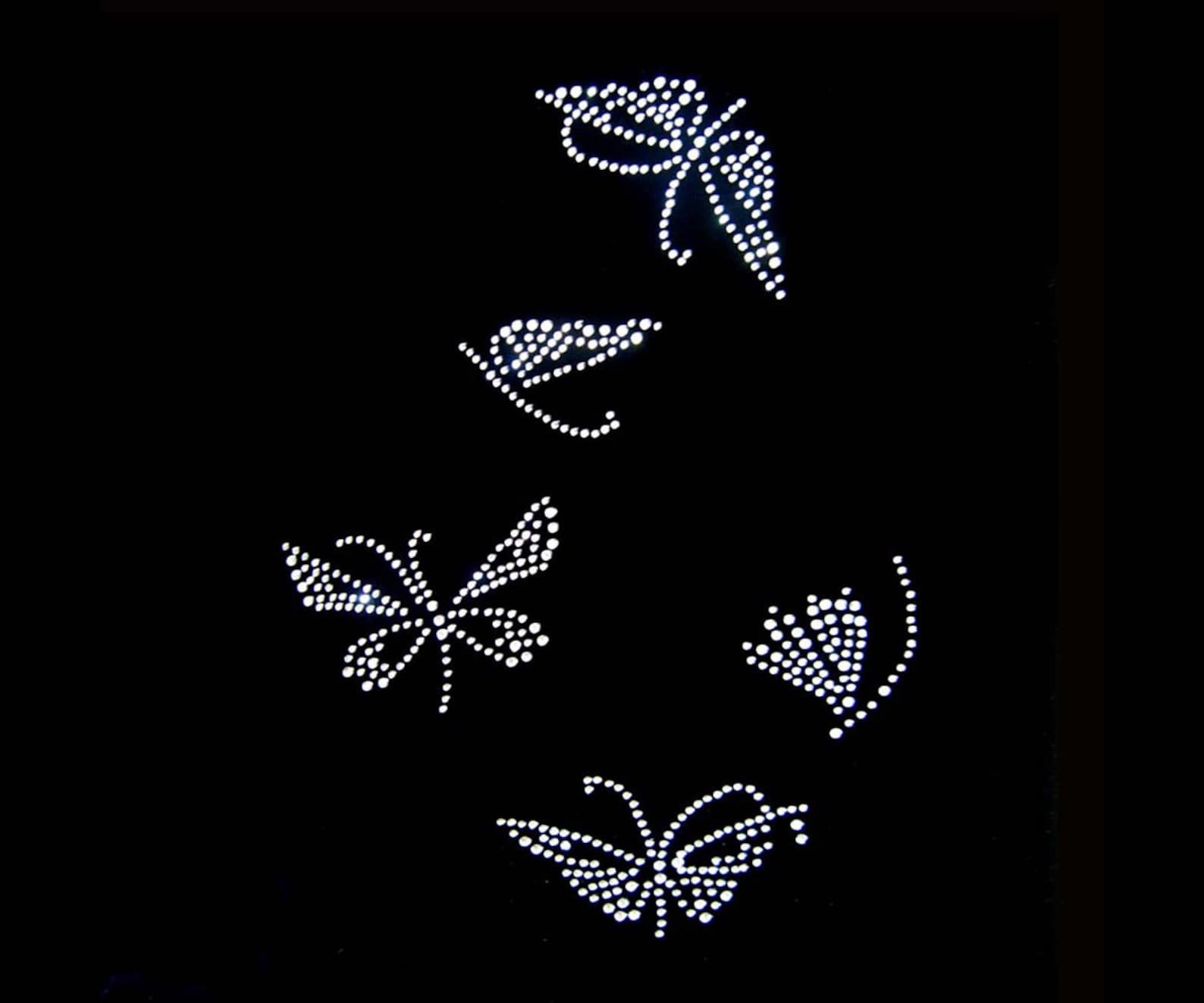 Butterfly Rhinestone Transfer Bling Hot Fix Iron on Patch Motif Design ...