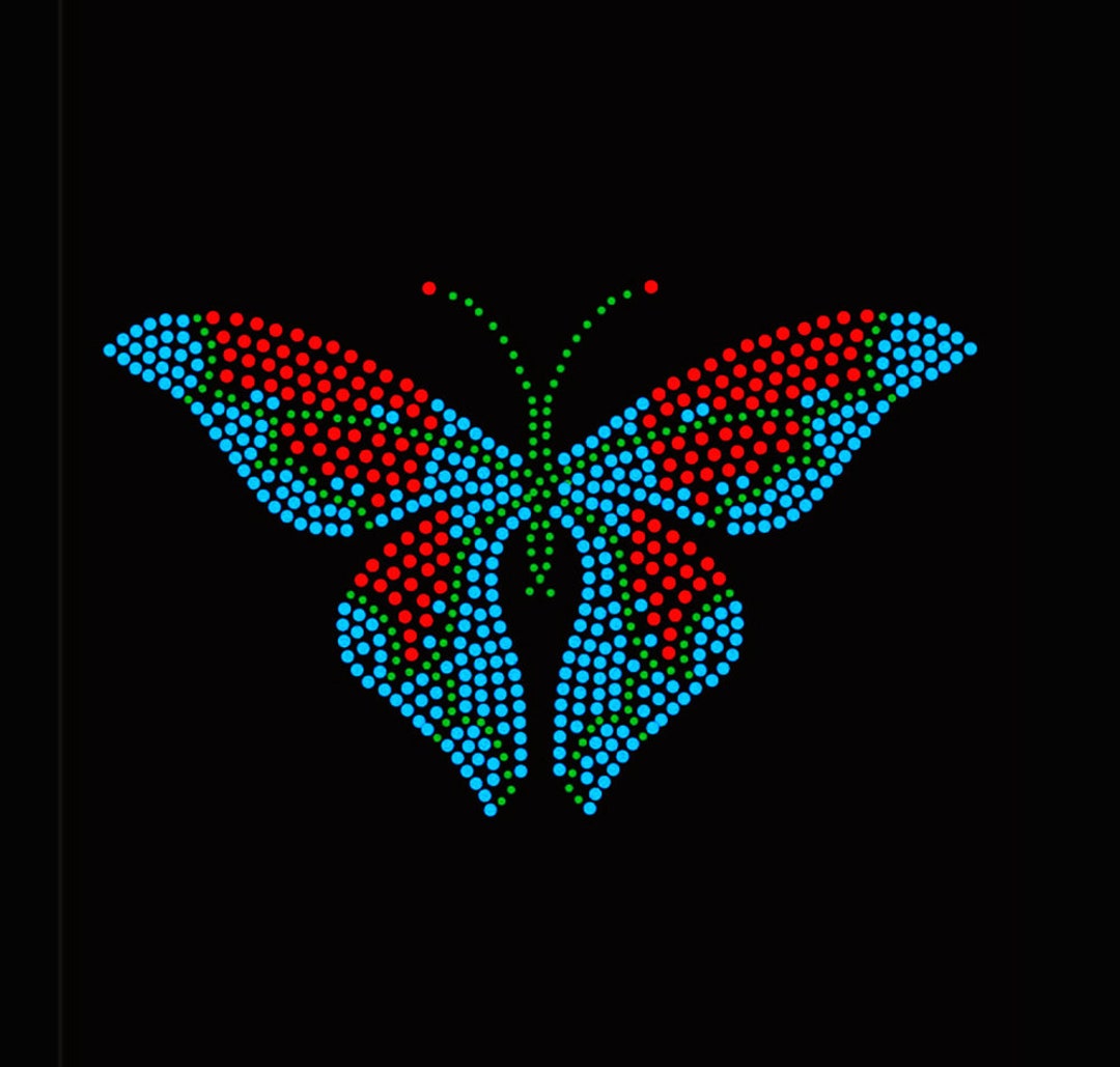 Butterfly Rhinestone Transfer Bling Hot Fix Iron on Patch Motif Design ...