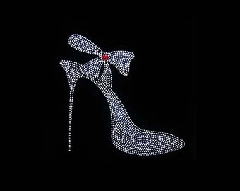 High Heel Rhinestone Transfer Bling Hot Fix Iron on Patch Motif Design Transfer TT-080