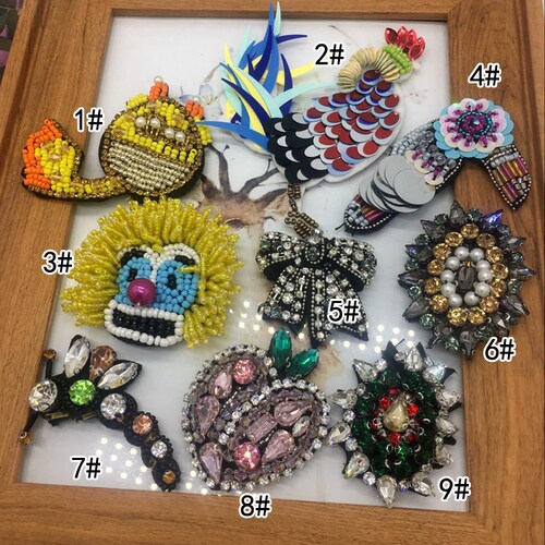 A Piece Badge Beaded Applique Rhinestone Patch Costume Etsy