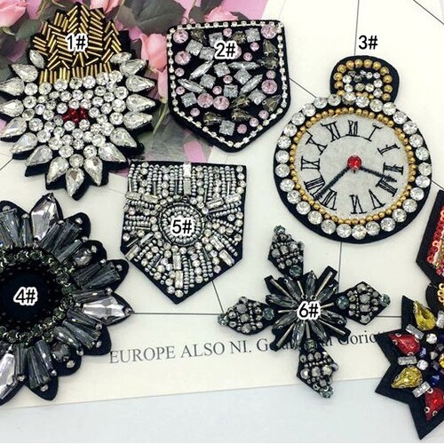 A Piece Beaded Applique Rhinestone Patch Costume Embellishment Etsy