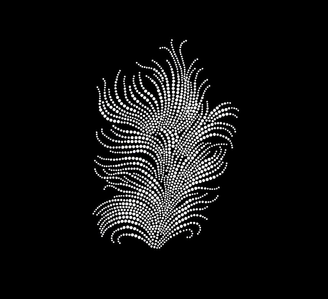 Feather Rhinestone Transfer Bling Hot Fix Iron on Patch Motif Design ...