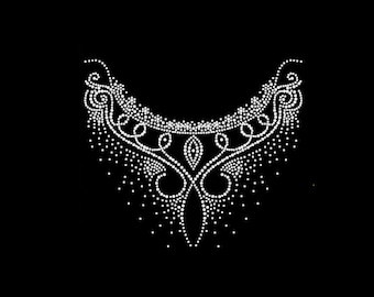 Flower Rhinestone Transfer Bling Hot Fix Iron on Patch Motif Design Transfer TT-043