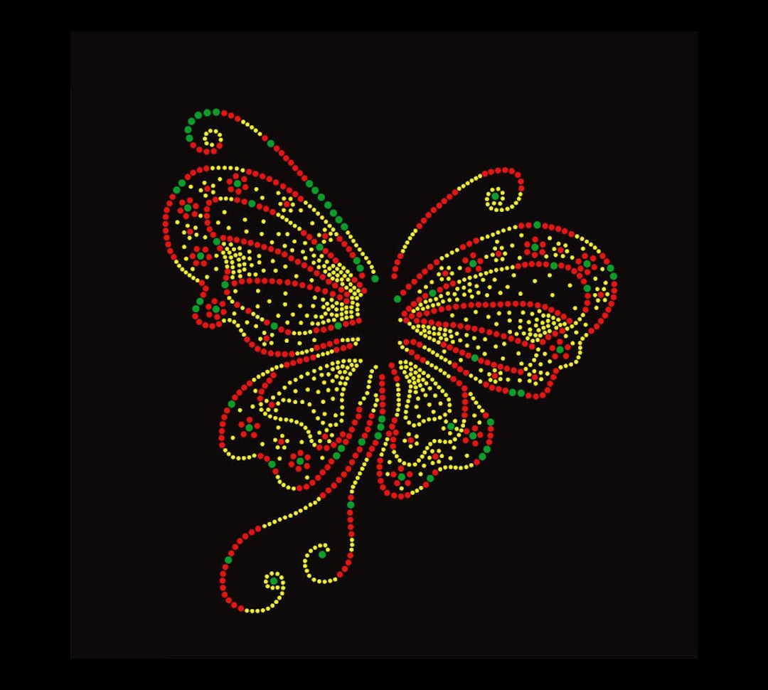 Butterfly Rhinestone Transfer Bling Hot Fix Iron on Patch Motif Design ...