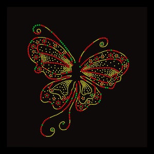Butterfly Rhinestone Transfer Bling Hot Fix Iron on Patch Motif Design Transfer TT-528