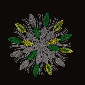 Flower Rhinestone Transfer Bling Hot Fix Iron on Patch Motif Design Transfer TT-526