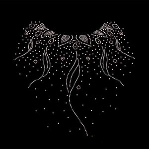 Flower Rhinestone Transfer Bling Hot Fix Iron on Patch Motif Design Transfer TT-062