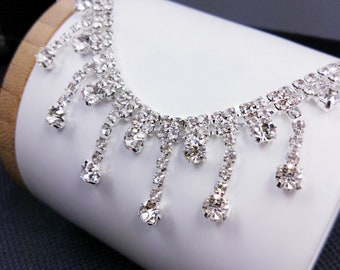 Clear Rhinestone Trim Clear Crystal Chain Wedding Rhinestone Fringe Rhinestone Chain Rhinestone Trim Cup Chain Applique RH-004