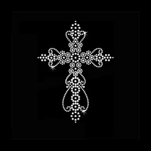 Cross Rhinestone Transfer Bling Hot Fix Iron on Patch Motif Design Transfer TT-575