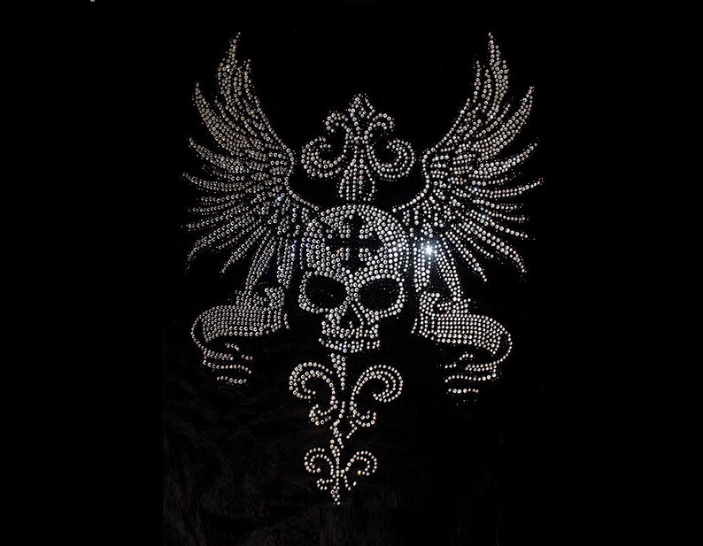 Skull Rhinestone Transfer Bling Hot Fix Iron on Patch Motif - Etsy