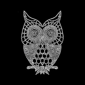 Owl Rhinestone Transfer Bling Hot Fix Iron on Patch Motif Design Transfer TT-130