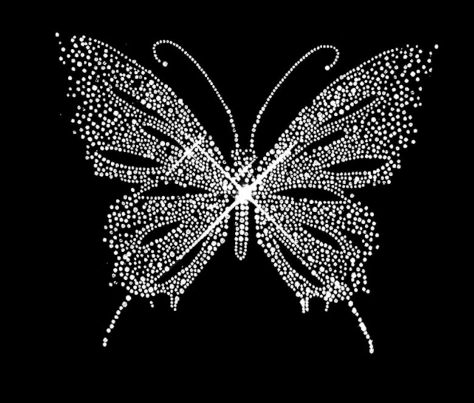 Butterfly Rhinestone Transfer Bling Hot Fix Iron on Patch Motif Design ...