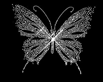 Butterfly Rhinestone Transfer Bling Hot Fix Iron on Patch Motif Design Transfer TT-010