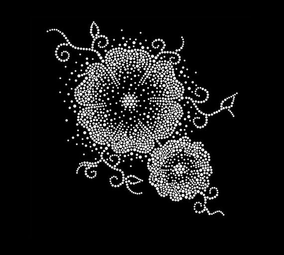 Bow Rhinestone Transfer Bling Hot Fix Iron on Patch Motif Design