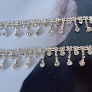 Clear Rhinestone Trim Clear Crystal Chain Wedding Rhinestone Fringe Rhinestone Chain Rhinestone Trim Cup Chain Applique  RH-004