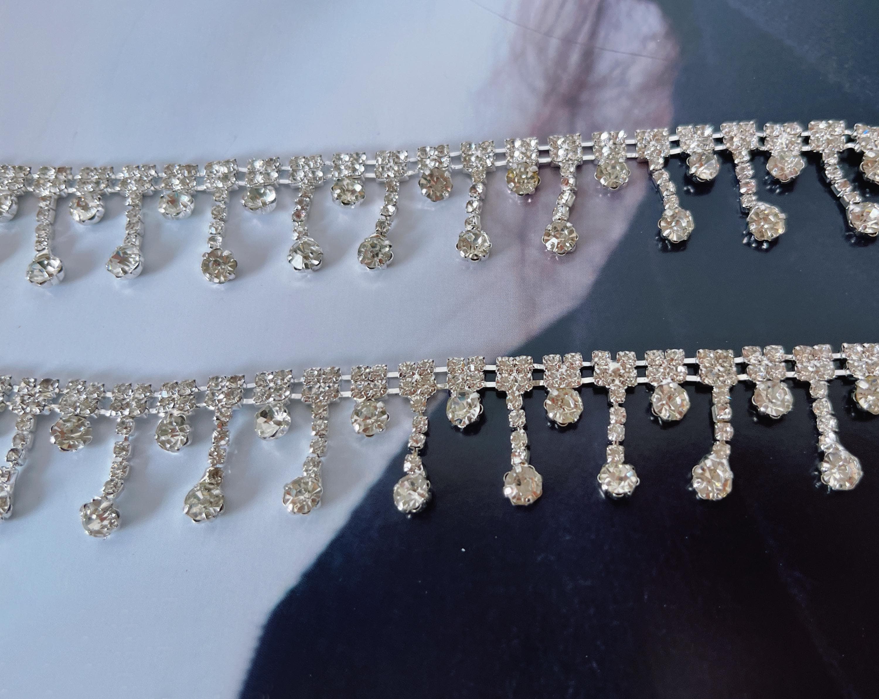 Clear Rhinestone Trims Clear Rhinestone Trim Clear Crystal Chain Wedding Rhinestone Fringe ...