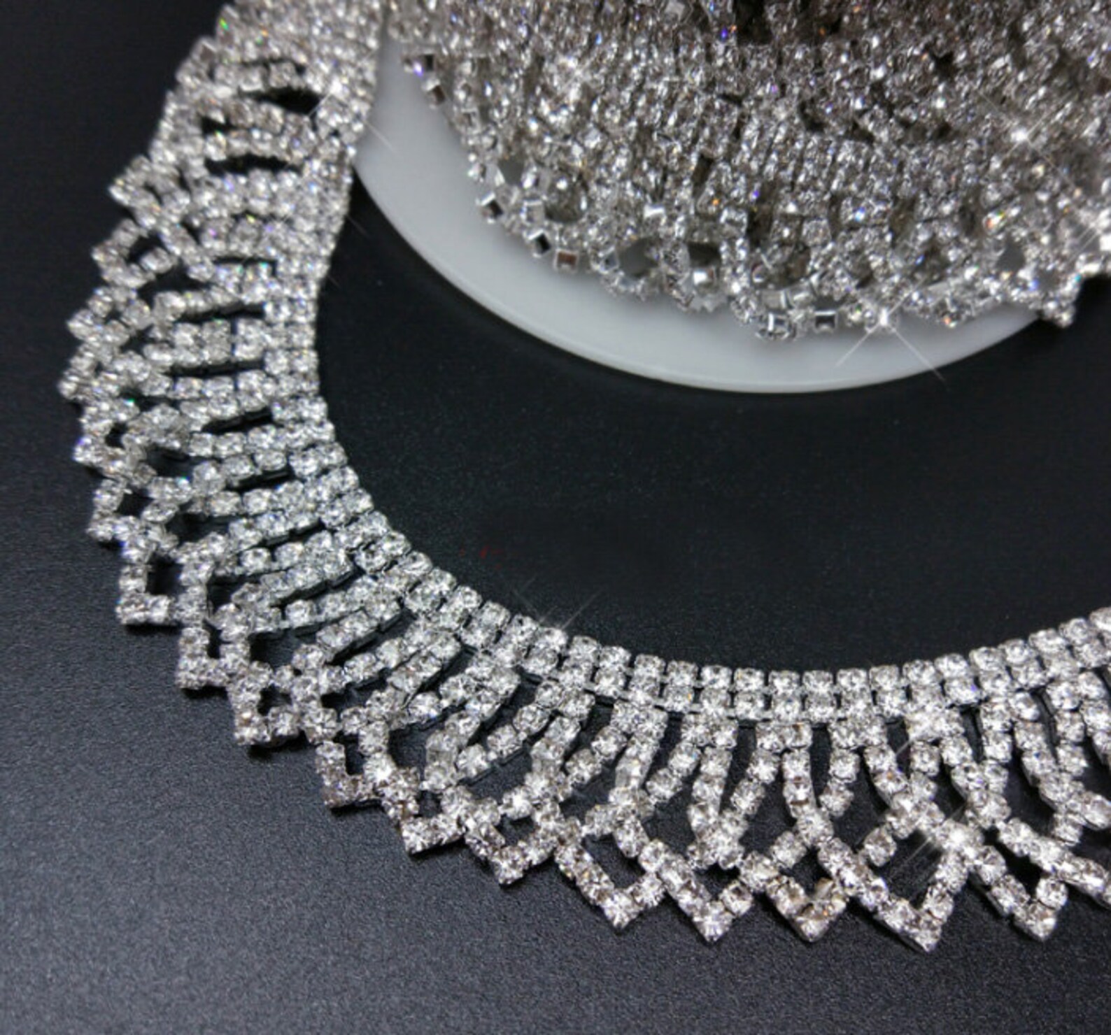 Clear Rhinestone Trims Clear Rhinestone Trim Clear Crystal Chain Wedding Rhinestone Fringe ...