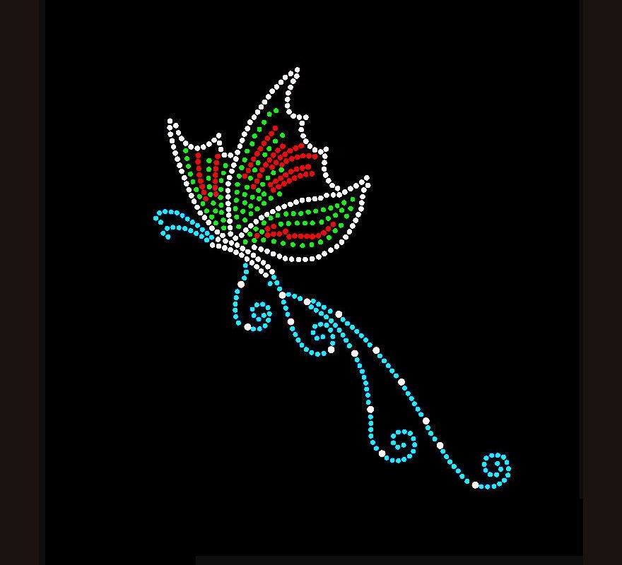 Butterfly Rhinestone Transfer Bling Hot Fix Iron on Patch Motif Design ...