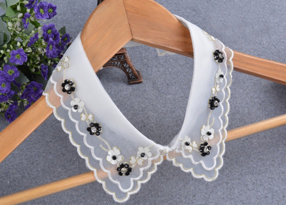 Lace Embroidery Collar Applique Beaded Applique Neckline - Etsy