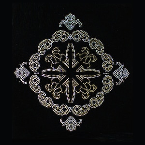 Flower Rhinestone Transfer Bling Hot Fix Iron on Patch Motif Design Transfer TT-241