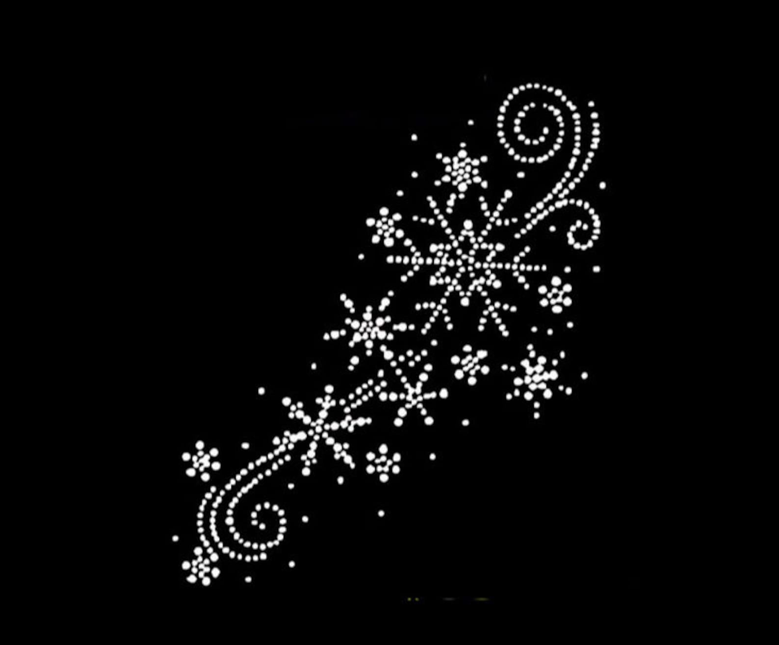 Flower Snow Rhinestone Transfer Bling Hot Fix Iron on Patch Motif ...